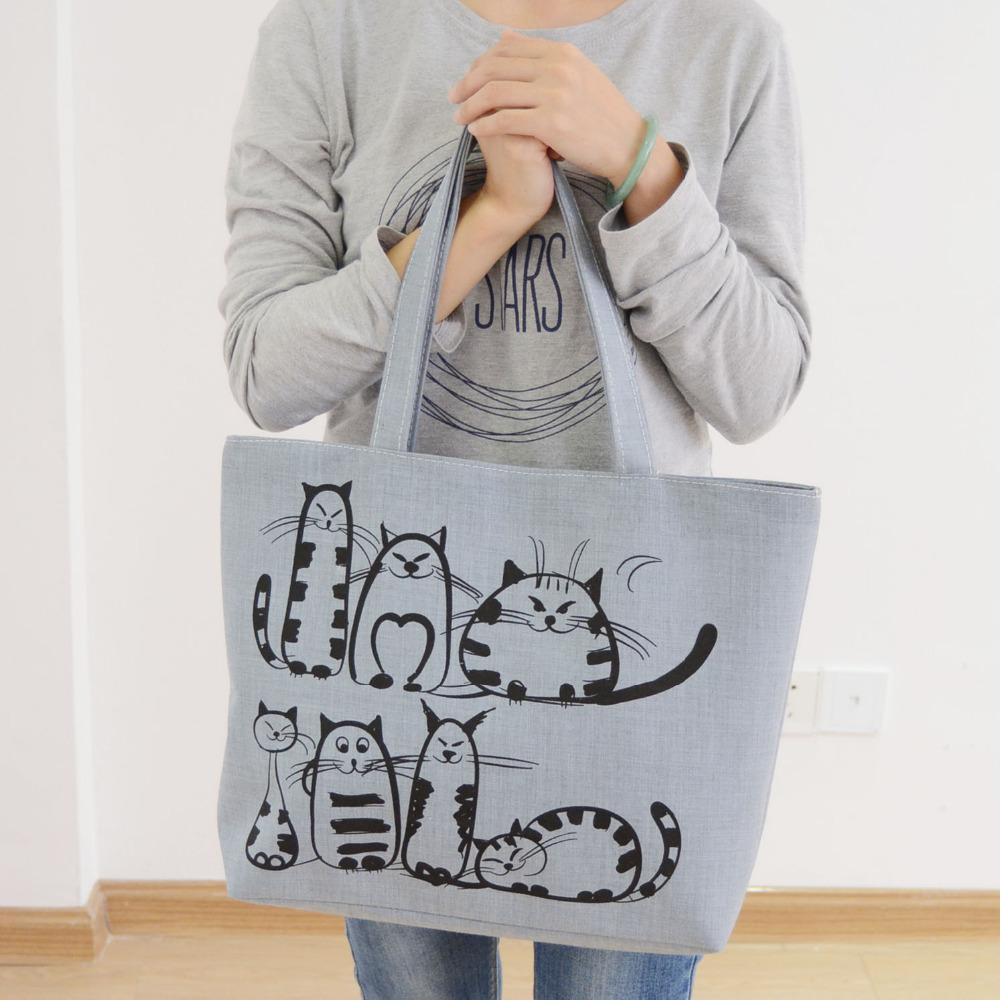 Cartoon Cats Printed Tote Bag