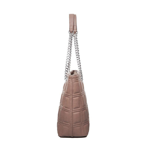 Geometric Soft Leather Tote Bag