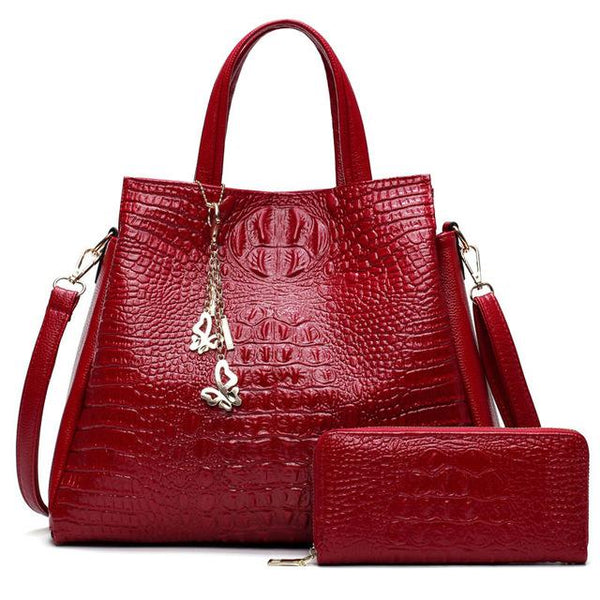 Crocodile Skin Two Way Tote Bag