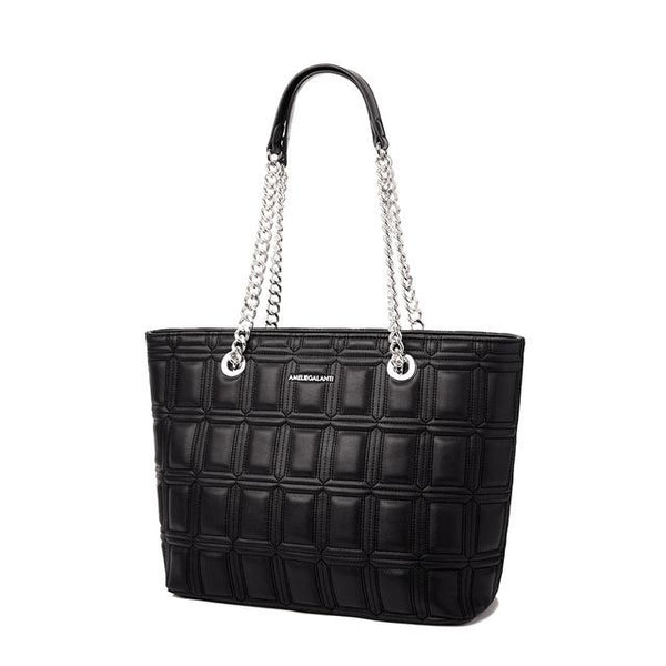 Geometric Soft Leather Tote Bag