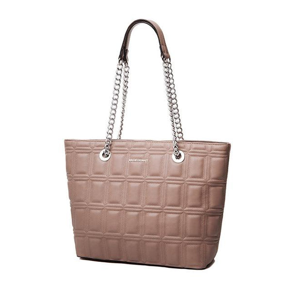 Geometric Soft Leather Tote Bag